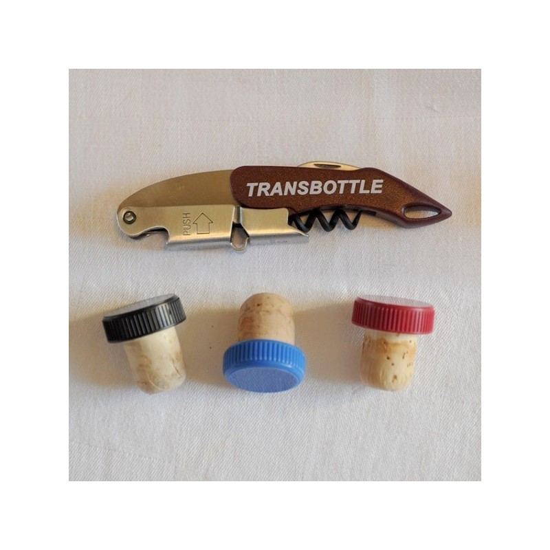 Transbottle Kit Tire-Bouchon double levier + 3 bouchons liège - Transbottle 6