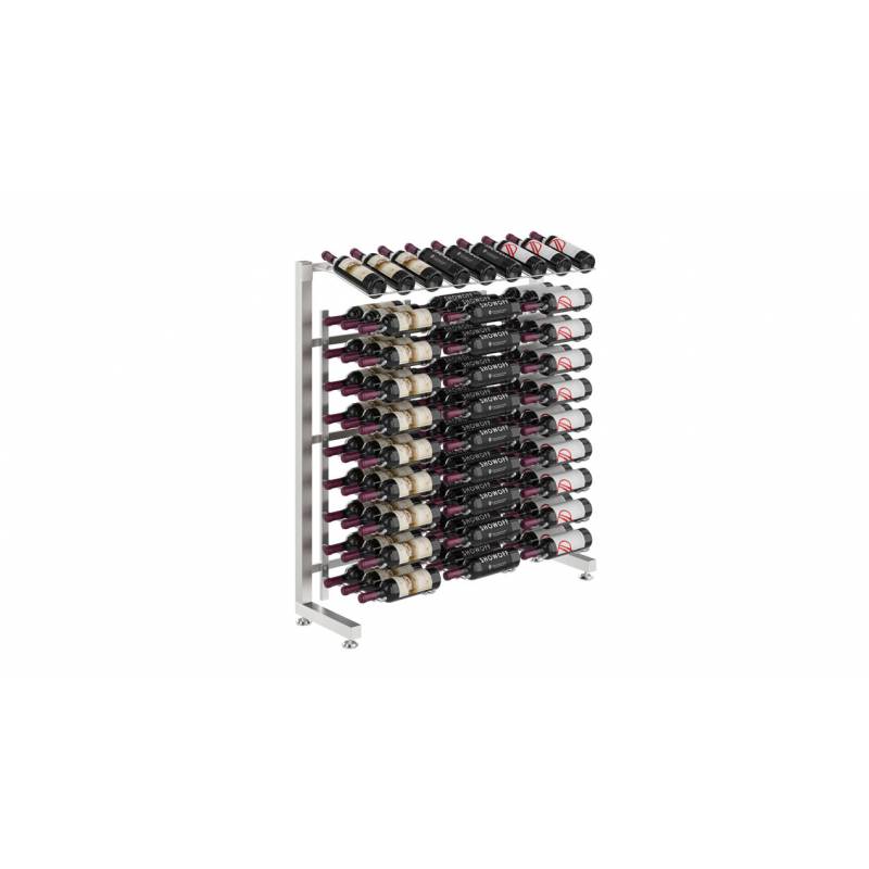 VintageView Présentoir en îlot 90 bouteilles Nickel Brossé Simple Face - 120cm Hauteur