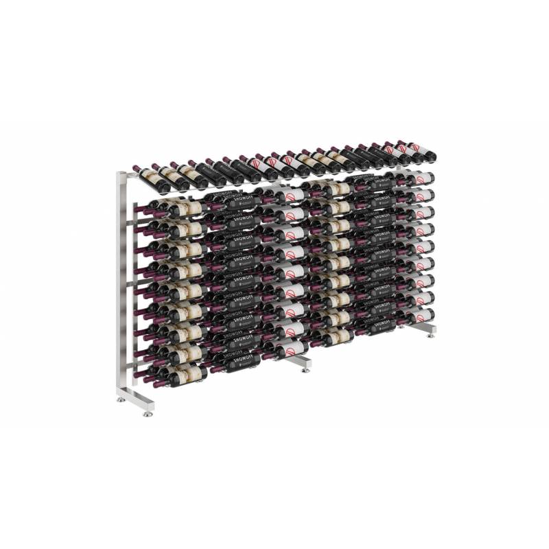 VintageView Présentoir en îlot 180 bouteilles Nickel Brossé Simple Face - 120cm Hauteur