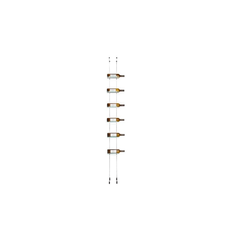 VintageView Supports à bouteilles de vin suspendues 6 bouteilles - Verre clair et câbles chrome