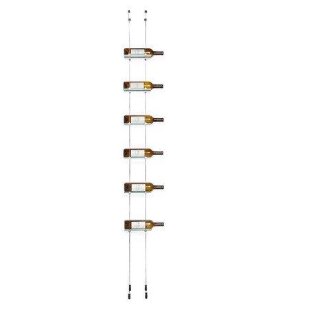 VintageView Supports à bouteilles de vin suspendues 6 bouteilles - Verre clair et câbles chrome