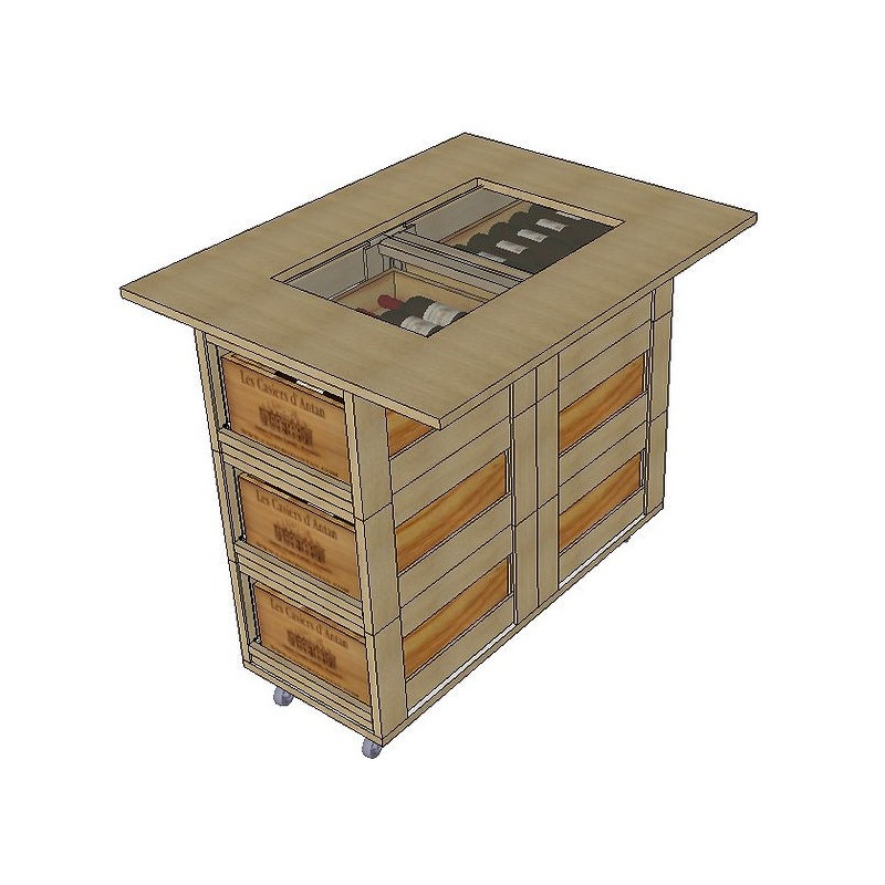 Casiers Chêne Table dégustation 6 range-caisses