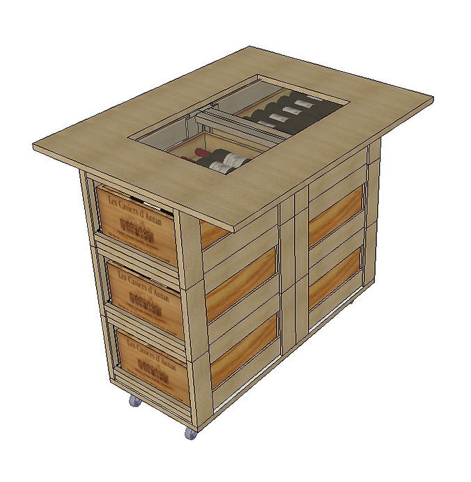 Casiers Chêne Table dégustation 6 range-caisses