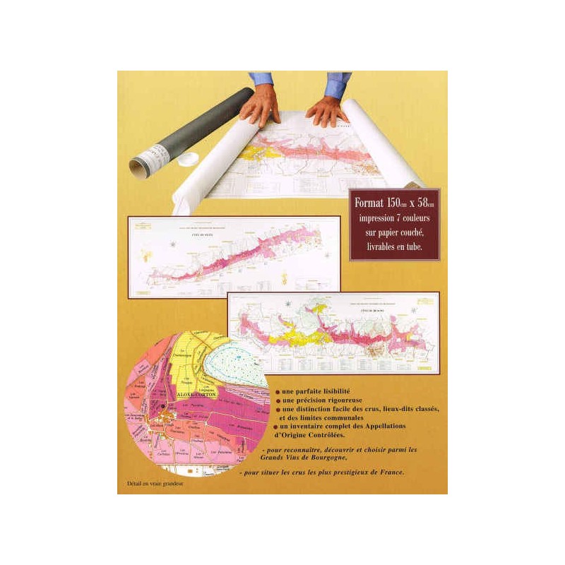 Pitiot Poupon Affiche des vignobles de Bourgogne: la Côte d'Or avec la Carte des Vins de la Côte de Beaune et de la Côte de Nuits n°18